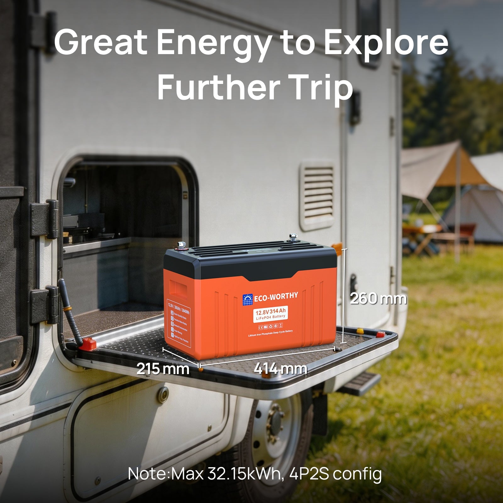 ECO - WORTHY 12V 314Ah LiFePO4 Lithium Battery Bluetooth Version 2 - lithium battery - ECO - WORTHY
