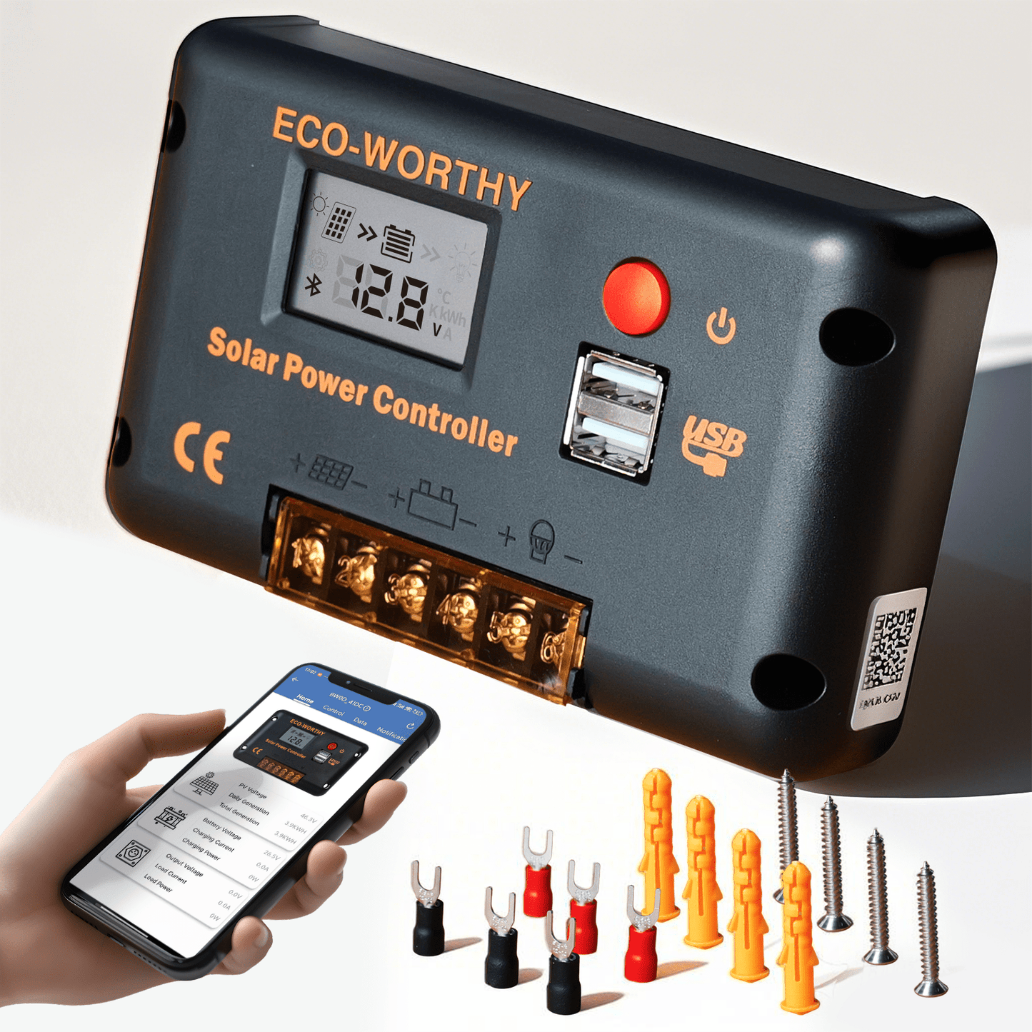 Eco-worthy 12V/24V 30A PWM LCD Display Solar Charge Controller Regulator with Bluetooth - charge controller - ECO-WORTHY