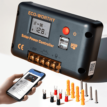 Eco-worthy 12V/24V 30A PWM LCD Display Solar Charge Controller Regulator with Bluetooth - charge controller - ECO-WORTHY