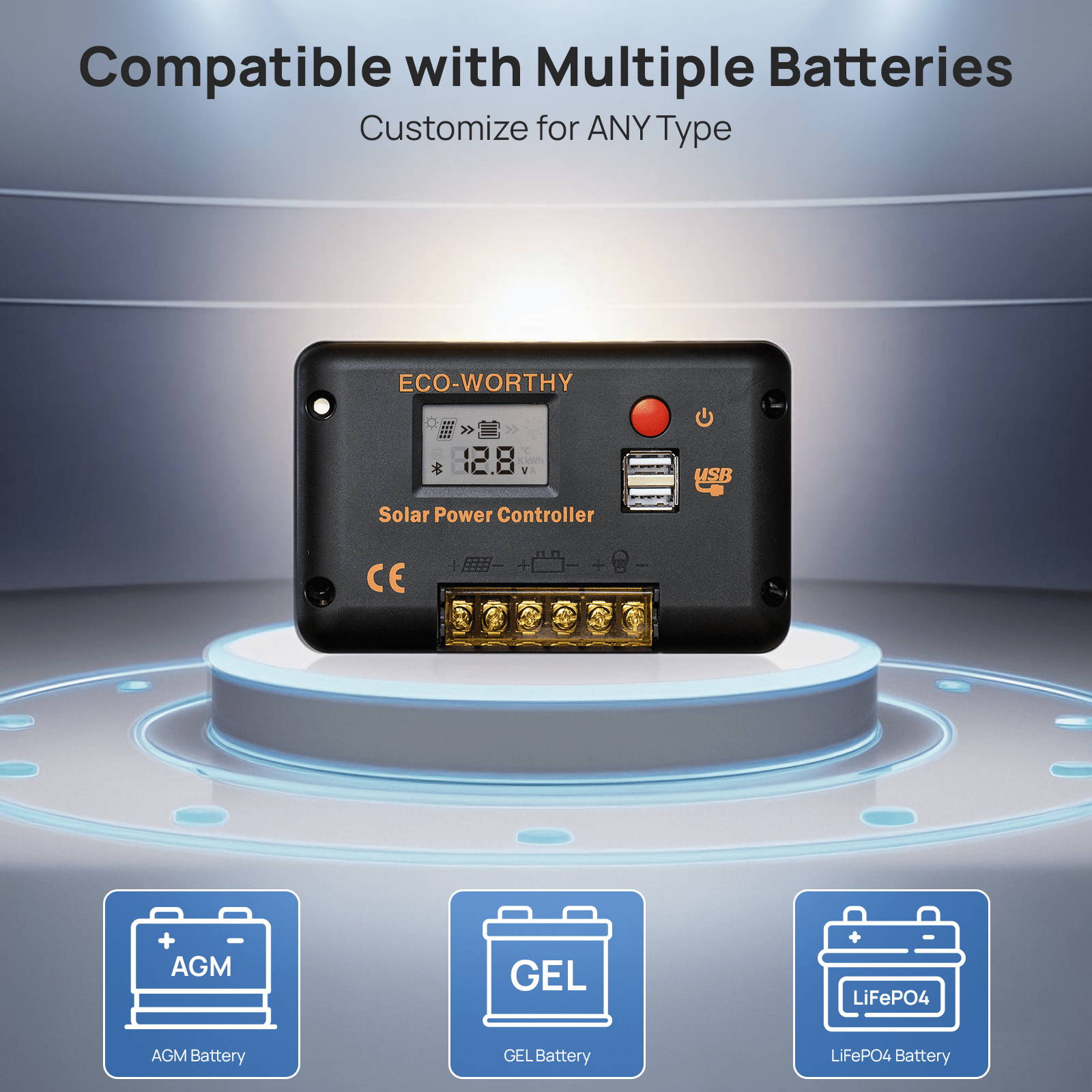 Eco-worthy 12V/24V 30A PWM LCD Display Solar Charge Controller Regulator with Bluetooth - charge controller - ECO-WORTHY