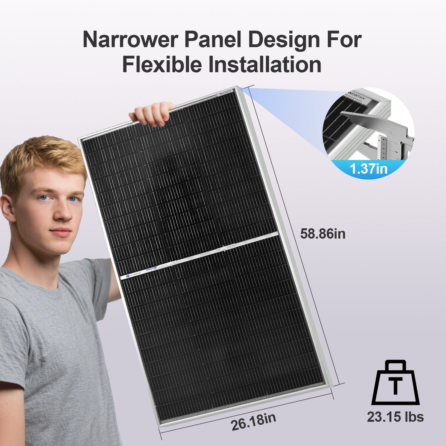 ECO - WORTHY 195W N - Type 18BB Bifacial Solar Panel with 25% High Conversion Efficiency, Ideal for RV, Boat, Roof, Farm,Home & Off - Grid Applications - Solar panel - ECO - WORTHY