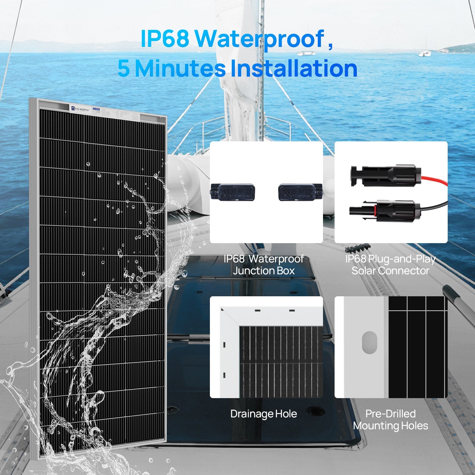 ECO-WORTHY 195W N-Type 18BB Bifacial Solar Panel with 25% High Conversion Efficiency - Solar panel - ECO-WORTHY