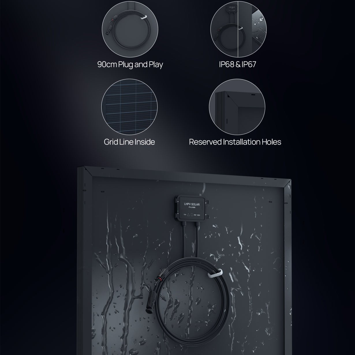 ECO - WORTHY 200 Watt Solar Panel,25.2% High - Efficiency Solar Cell,Without Metal line on The Front Max Output Power,IP68 Rate,for Home Roof Camp RV Boat - Solar panel - ECO - WORTHY