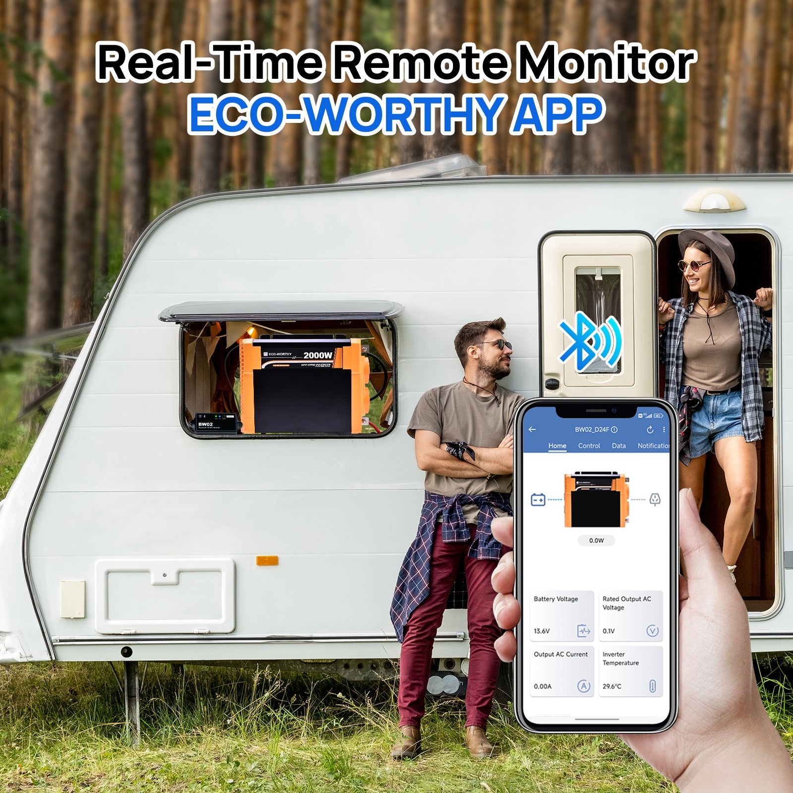 ECO - WORTHY 2000W Pure Sine Wave Inverter 12V to 120V AC with USB & Remote - INVERTER - ECO - WORTHY