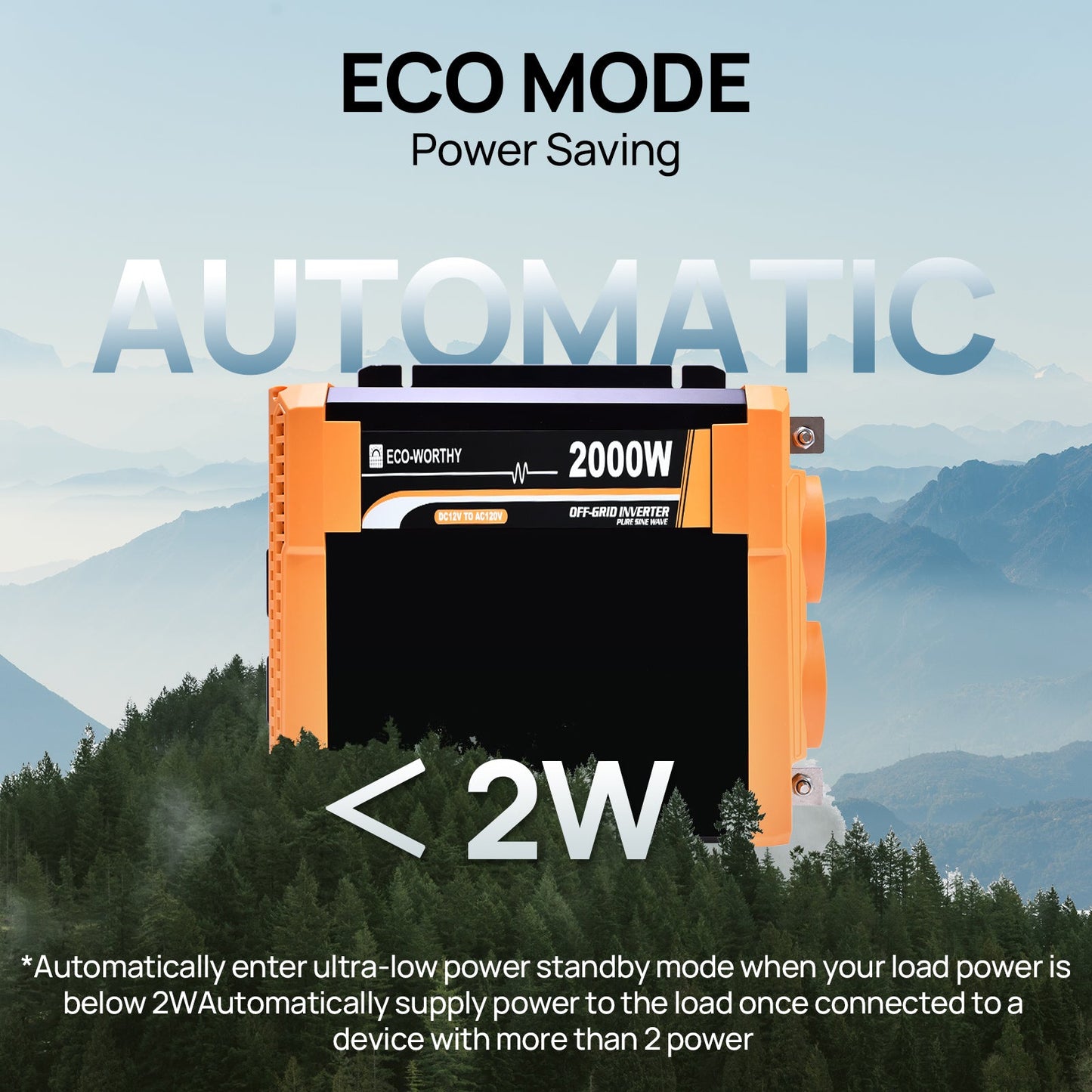 ECO - WORTHY 2000W Pure Sine Wave Inverter 12V to 120V AC with USB & Remote - INVERTER - ECO - WORTHY