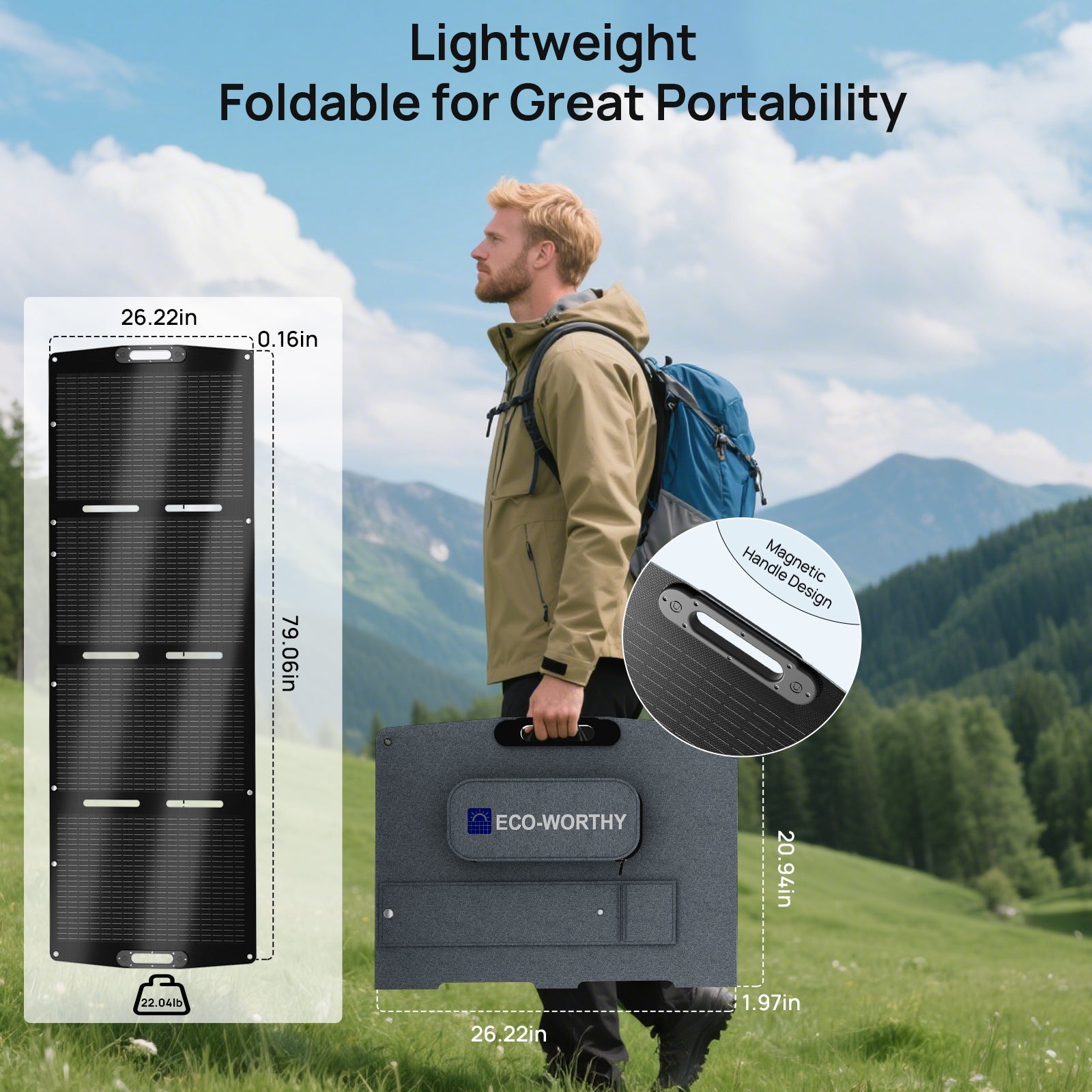 ECO - WORTHY 200W Portable Solar Panel for Outdoor Camping RV - Solar panel - ECO - WORTHY