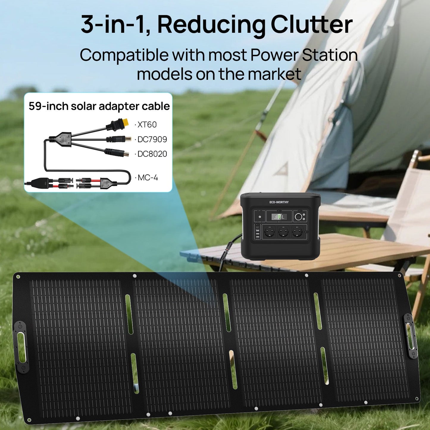 ECO - WORTHY 200W Portable Solar Panel for Outdoor Camping RV - Solar panel - ECO - WORTHY