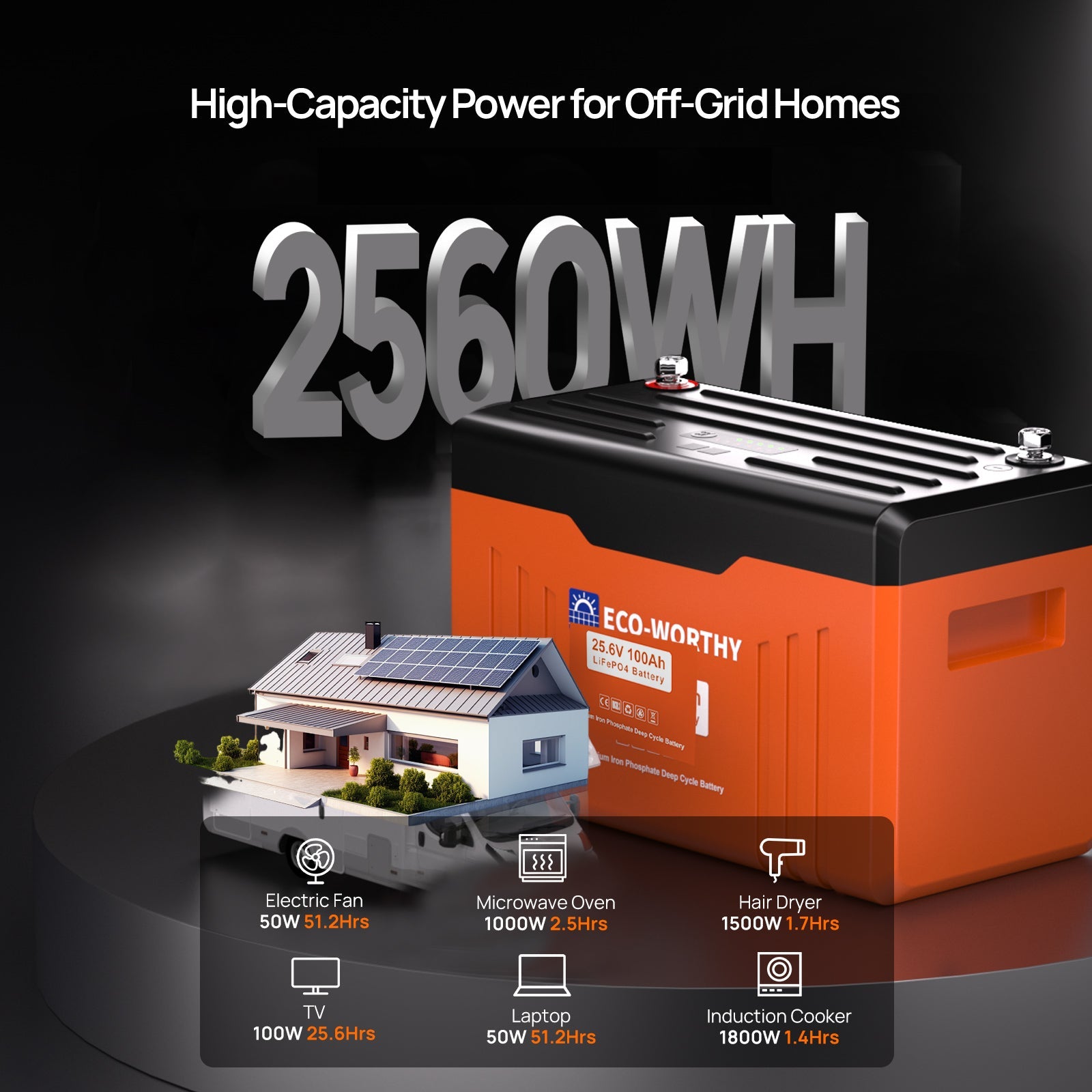 ECO - WORTHY 24V 100Ah Bluetooth Lithium Battery with BMS - lithium battery - ECO - WORTHY