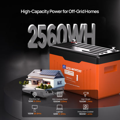 ECO - WORTHY 24V 100Ah Bluetooth Lithium Battery with BMS - lithium battery - ECO - WORTHY