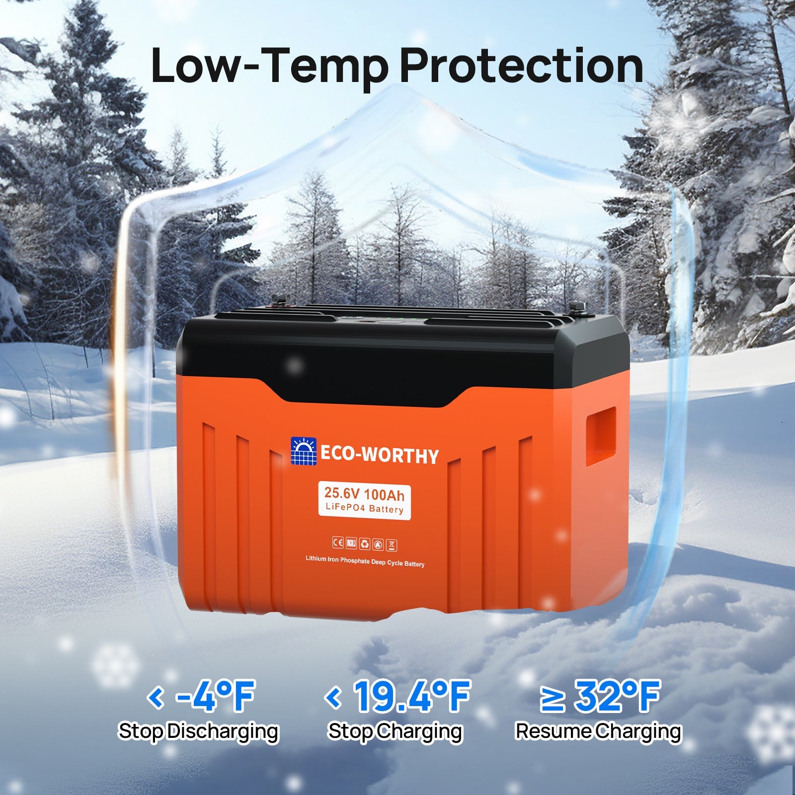 ECO - WORTHY 24V 100Ah Bluetooth Lithium Battery with BMS - lithium battery - ECO - WORTHY
