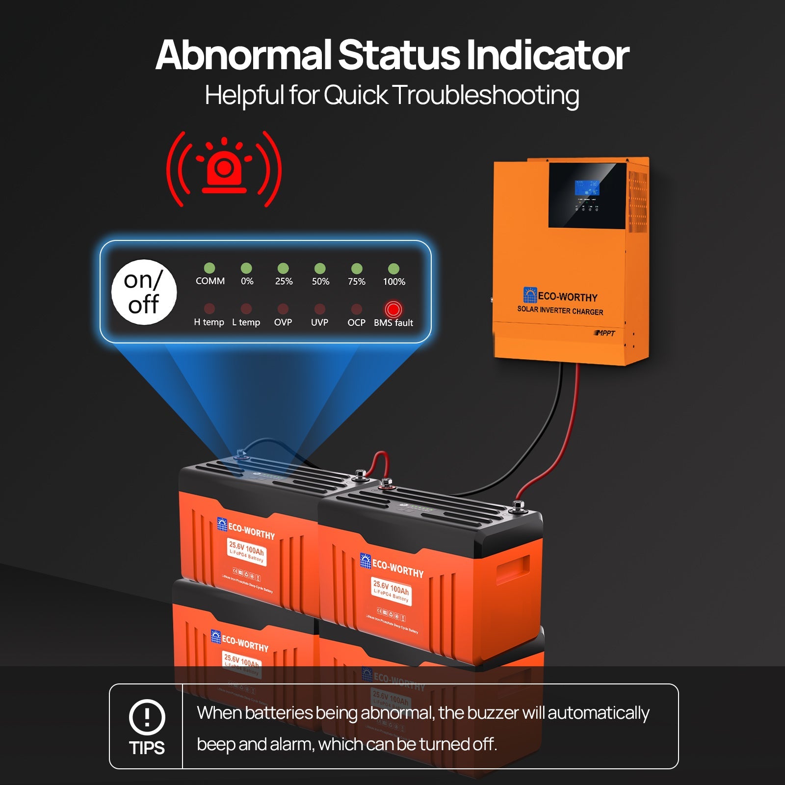 ECO - WORTHY 24V 100Ah Bluetooth Lithium Battery with BMS - lithium battery - ECO - WORTHY