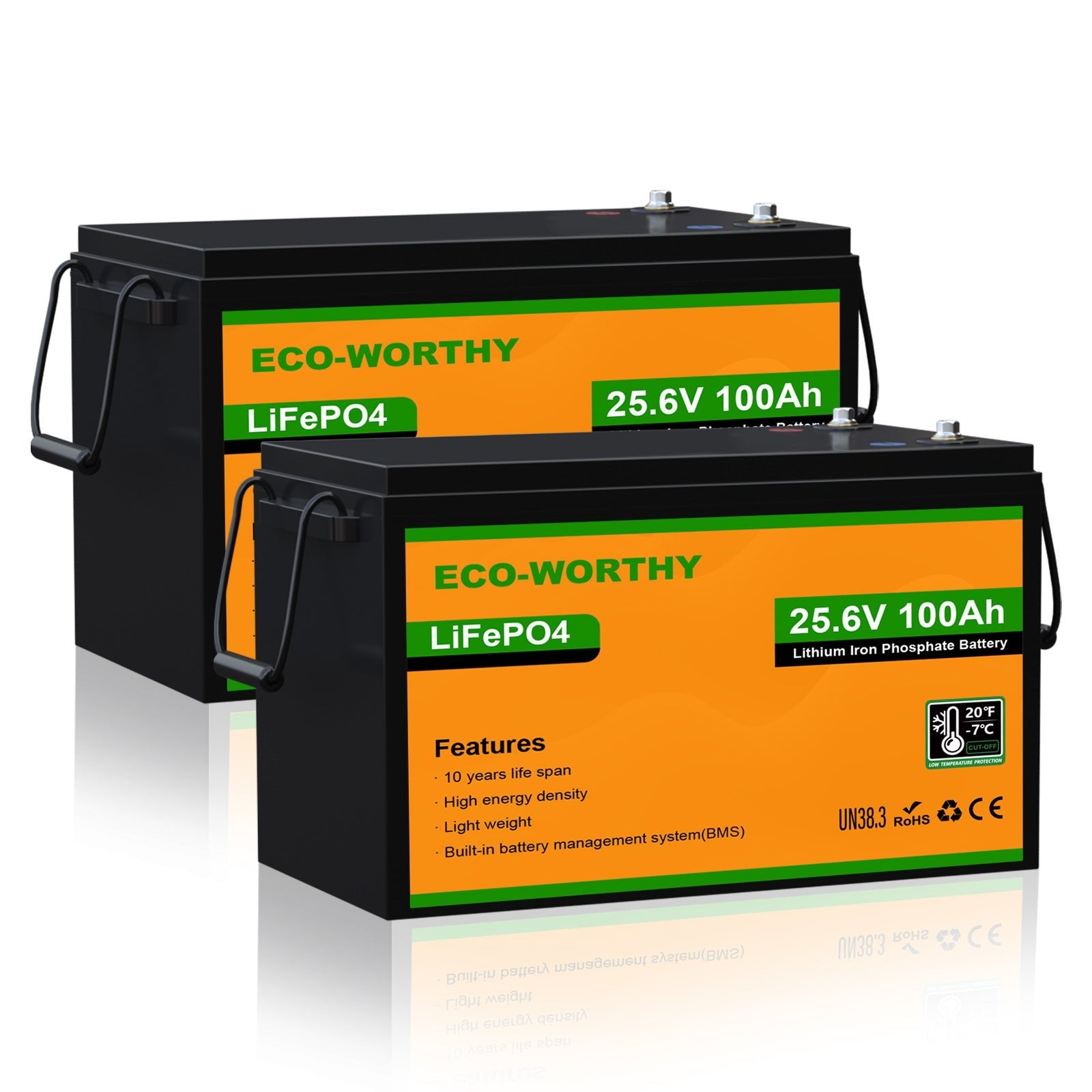 ECO-WORTHY 24V 100Ah LiFePO4 Lithium Battery, Upgraded Bluetooth Version, Deep Cycle Rechargeable Battery with Low - Temp Protection - lithium battery