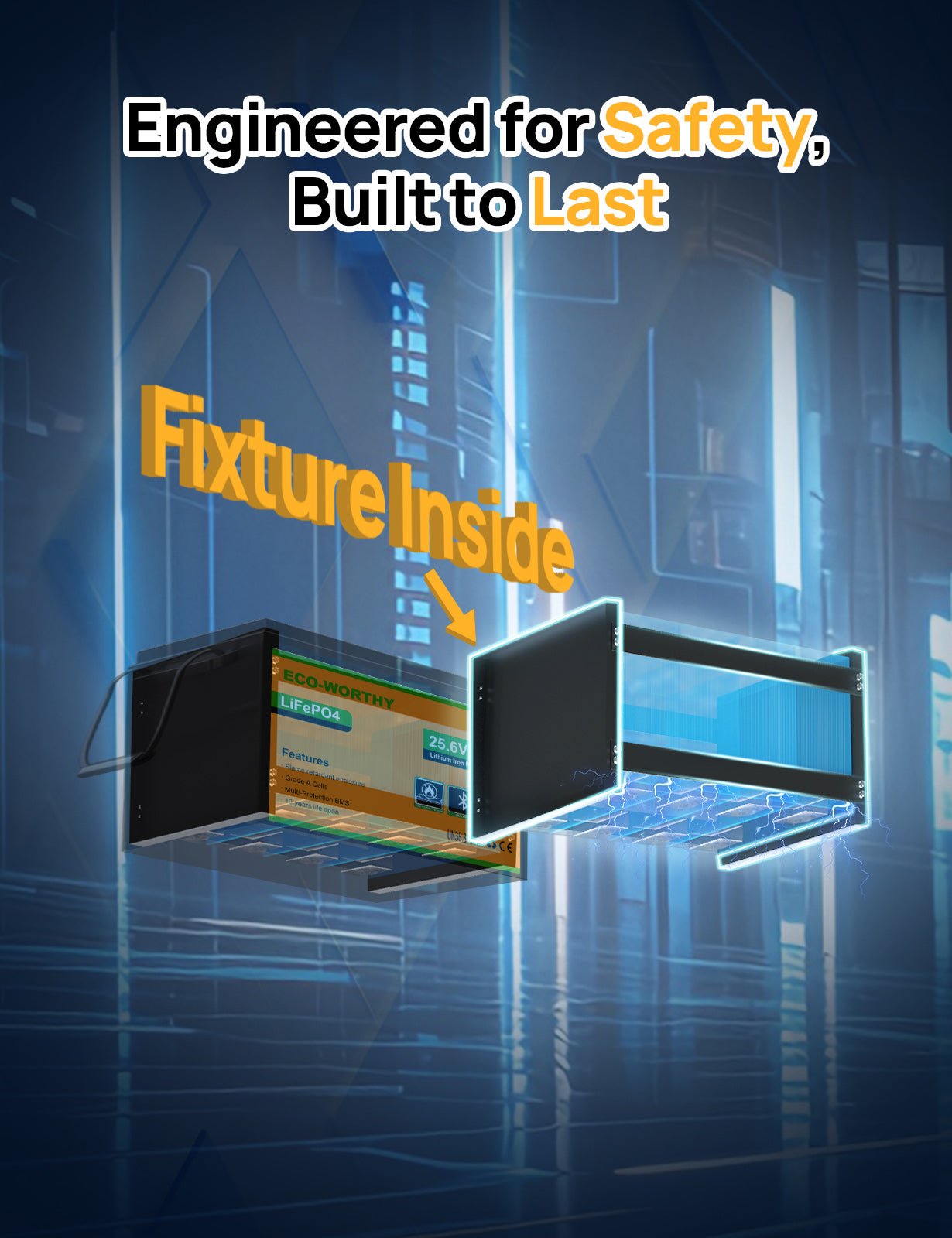 ECO-WORTHY 24V 100Ah LiFePO4 Lithium Battery, Upgraded Bluetooth Version, Deep Cycle Rechargeable Battery with Low - Temp Protection - lithium battery