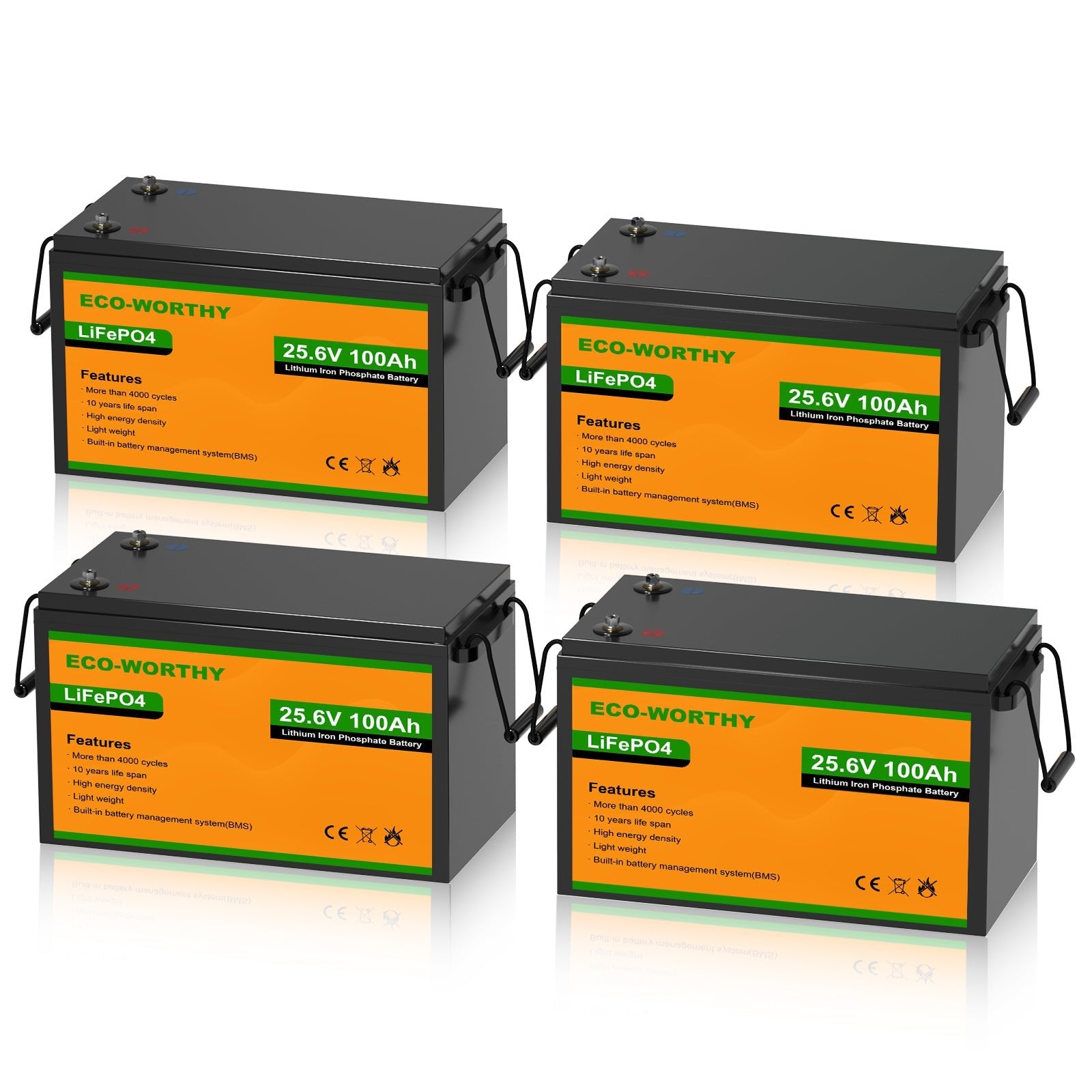 ECO-WORTHY 24V 100Ah LiFePO4 Lithium Battery, Upgraded Bluetooth Version, Deep Cycle Rechargeable Battery with Low - Temp Protection - lithium battery