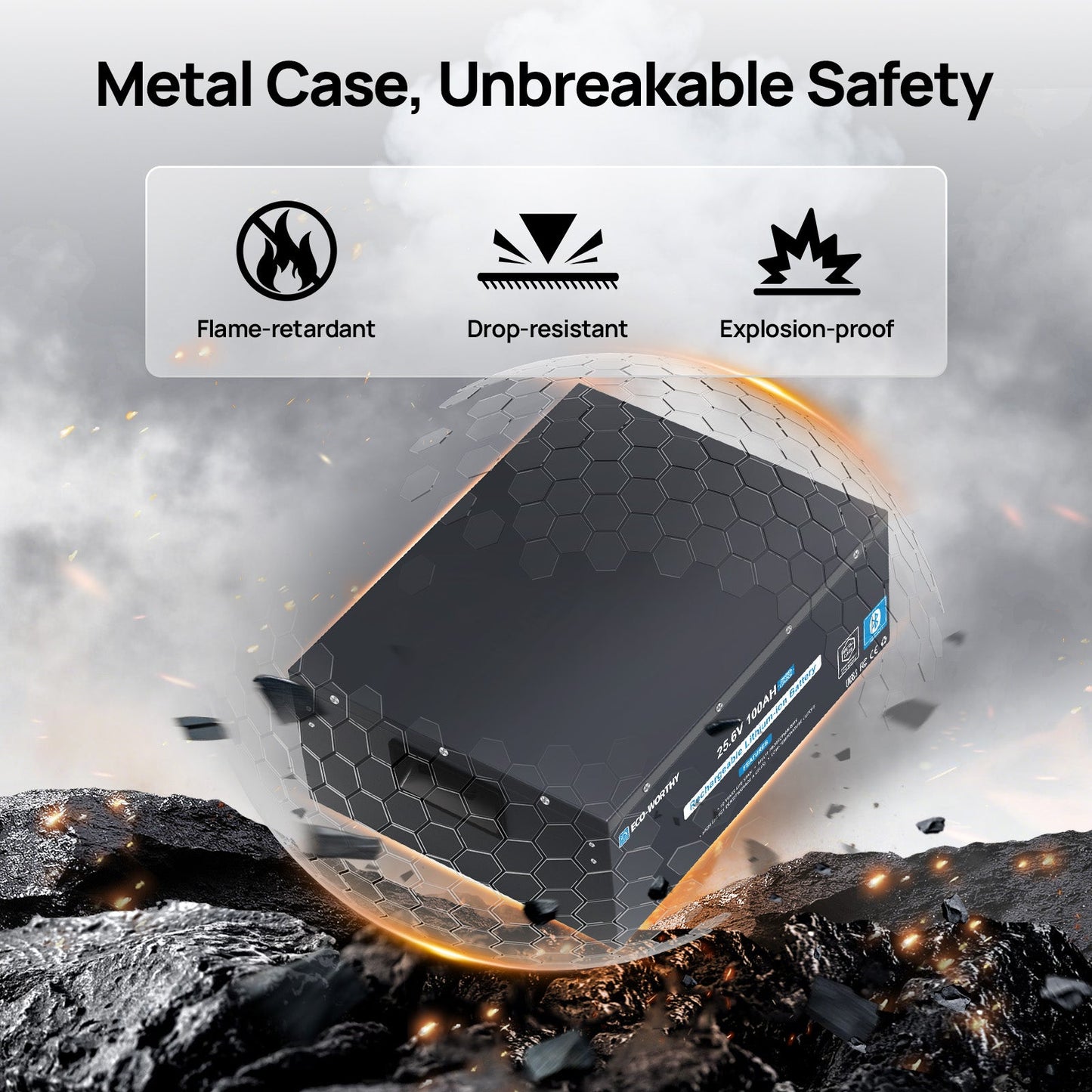 ECO-WORTHY 24V 100Ah Metal Case LiFePO4 Lithium Battery Bluetooth Low-Temp Protection - lithium battery - ECO-WORTHY