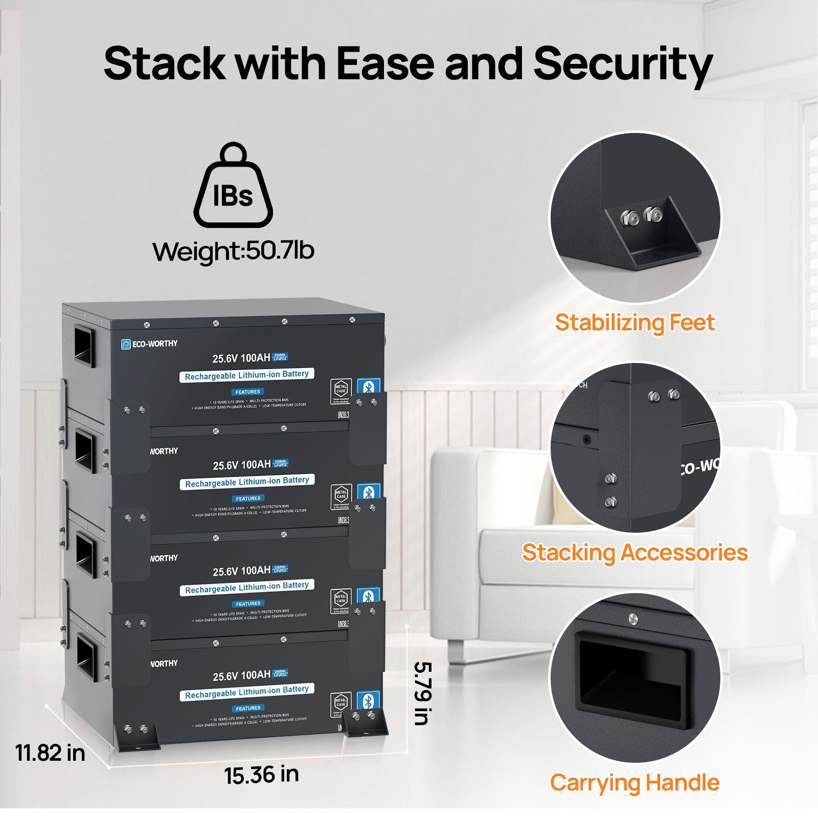 ECO-WORTHY 24V 100Ah Metal Case LiFePO4 Lithium Battery Bluetooth Low-Temp Protection - lithium battery - ECO-WORTHY
