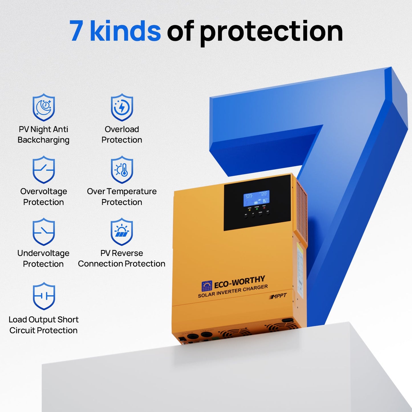 ECO - WORTHY 3500W 48V DC to 120V AC All - in - one Solar Off - grid Inverter Charger with Remote Monitoring,Multiple Parallel Ability. - charge inverter - ECO - WORTHY