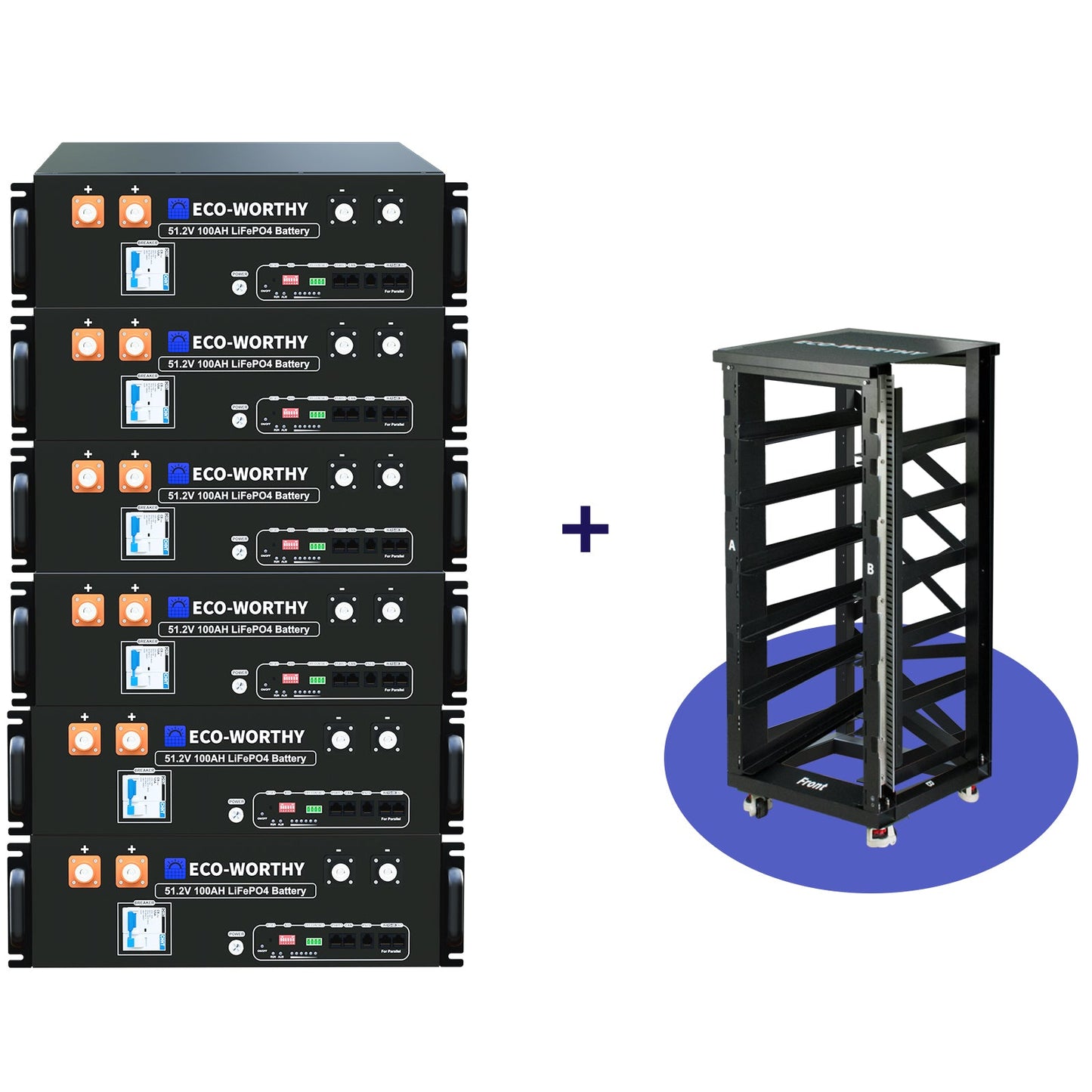 ECO - WORTHY 48V 100Ah Server Rack Battery | 5.12kWh V3 Lithium Battery | UL1973 | UL9540A | CEC - lithium battery - ECO - WORTHY