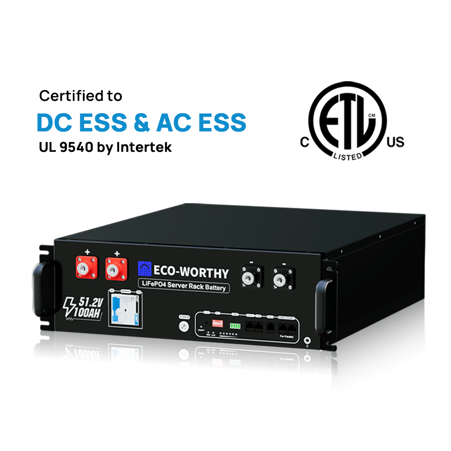 Eco - Worthy 48V 100Ah Server Rack Battery | Bluetooth & WiFi | 10 Years Warranty | UL9540 | UL1973 | UL9540A | CEC Listed - lithium battery - ECO - WORTHY