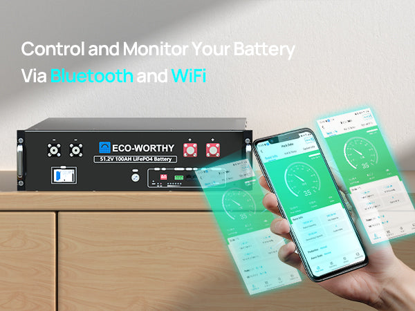 ECO-WORTHY 48V 100Ah Server Rack Battery,5.12kWh Lithium Battery,3U Size,With Bluetooth & Wifi image 2