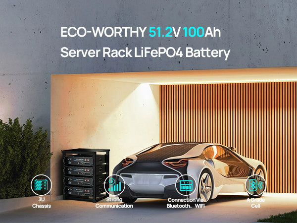 ECO-WORTHY 48V 100Ah Server Rack Battery,5.12kWh Lithium Battery,3U Size,With Bluetooth & Wifi image 1