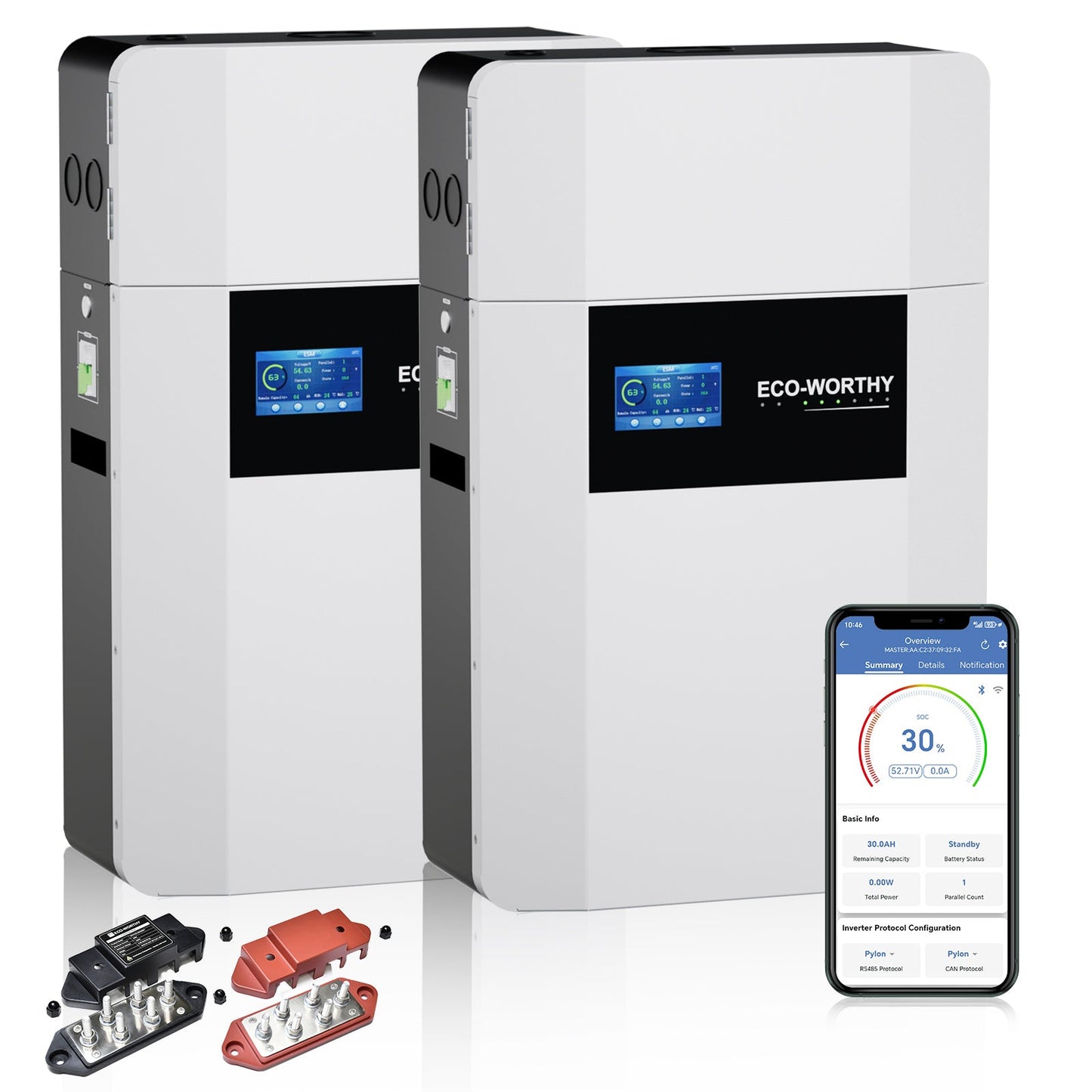 ECO - WORTHY 48V 100AH Wall - Mount Battery | Bluetooth & WiFi | Low - Temp Ready | 10 Years Warranty - lithium battery - ECO - WORTHY