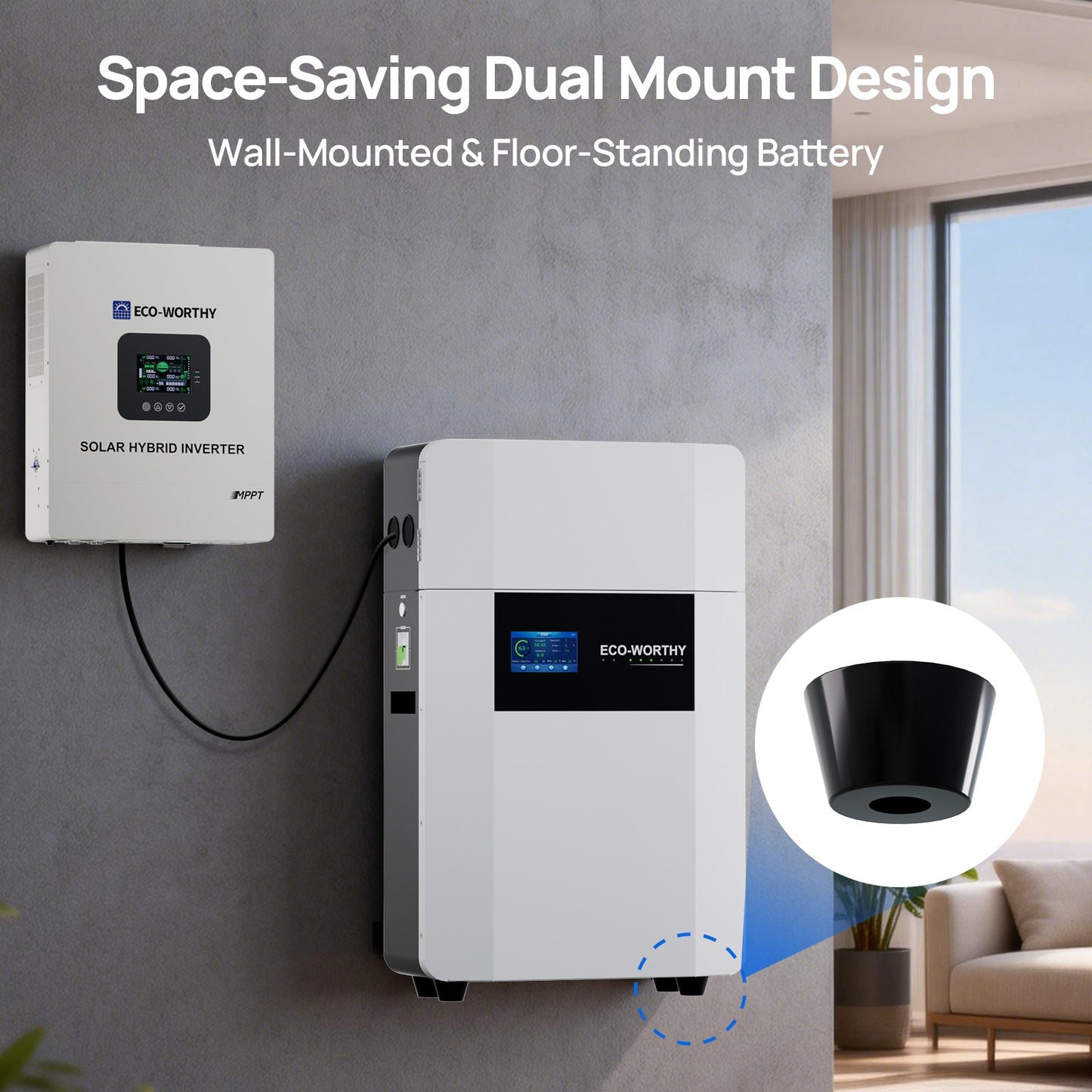 ECO - WORTHY 48V 100AH Wall - Mount Battery | Bluetooth & WiFi | Low - Temp Ready | 10 Years Warranty - lithium battery - ECO - WORTHY