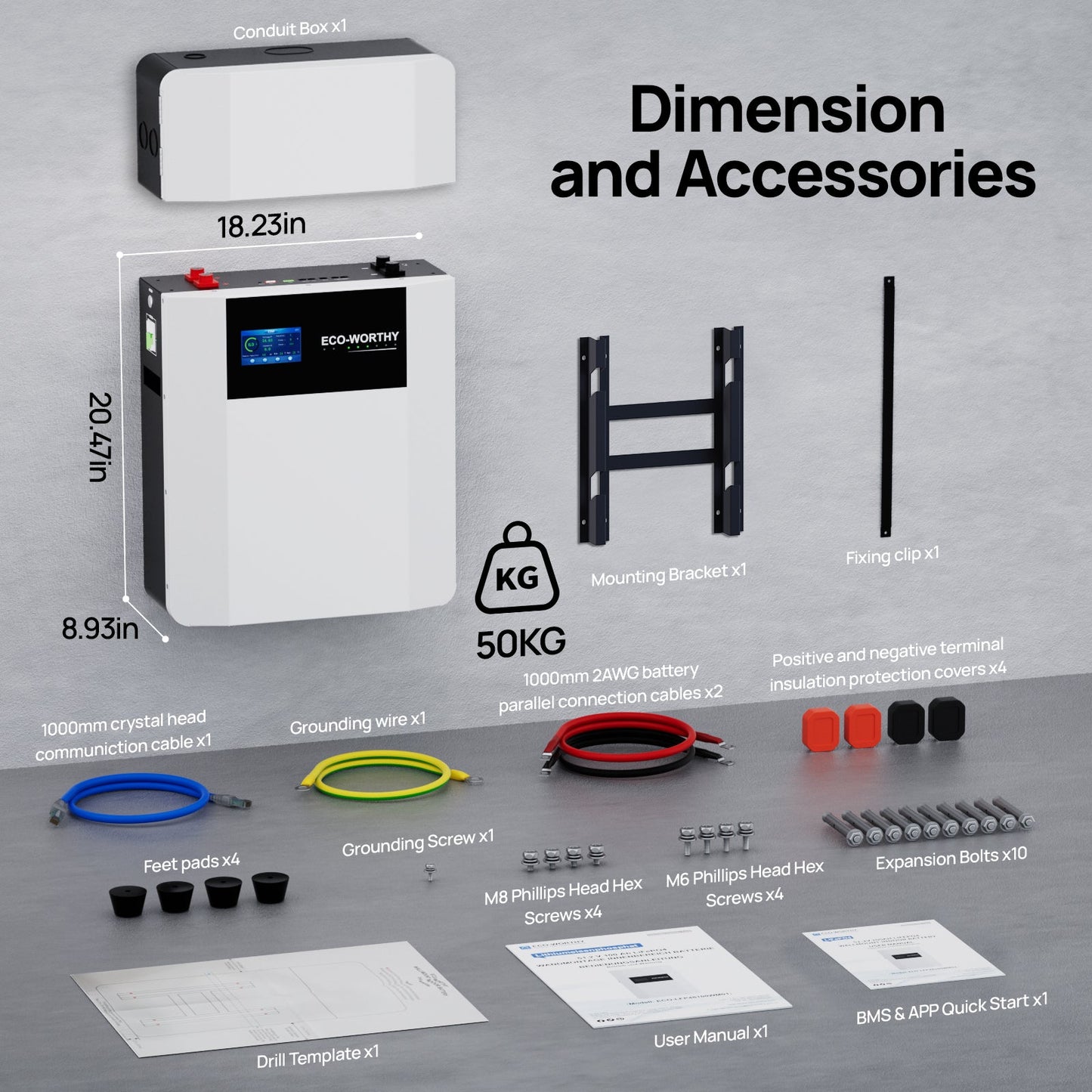 ECO - WORTHY 48V 100AH Wall - Mount Battery | Bluetooth & WiFi | Low - Temp Ready | 10 Years Warranty - lithium battery - ECO - WORTHY