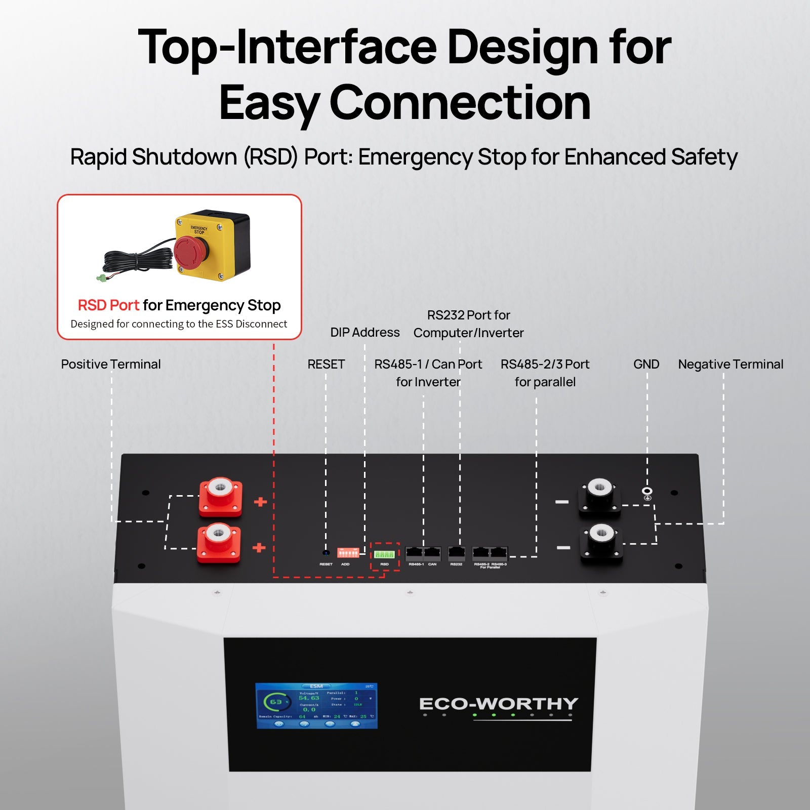 ECO - WORTHY 48V 100AH Wall - Mount Battery | Bluetooth & WiFi | Low - Temp Ready | 10 Years Warranty - lithium battery - ECO - WORTHY