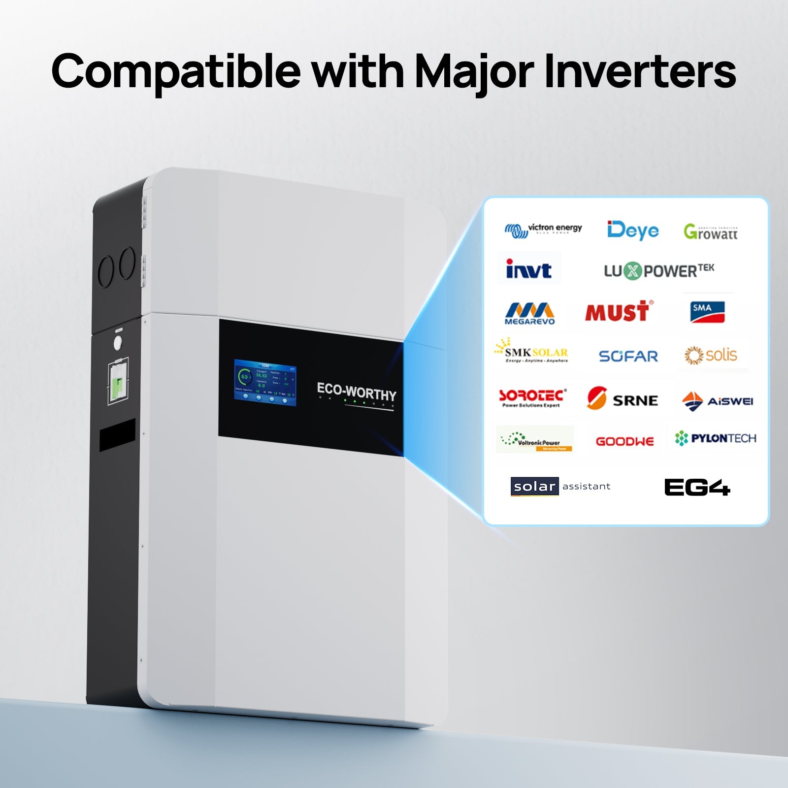 ECO - WORTHY 48V 100AH Wall - Mount Battery | Bluetooth & WiFi | Low - Temp Ready | 10 Years Warranty - lithium battery - ECO - WORTHY