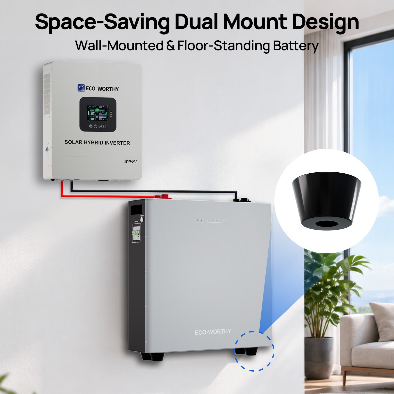 ECO-WORTHY 48V 100AH Wall-Mount Battery | Bluetooth & WiFi | Low - Temp Ready | 10 Years Warranty-lithium battery-ECO-WORTHY