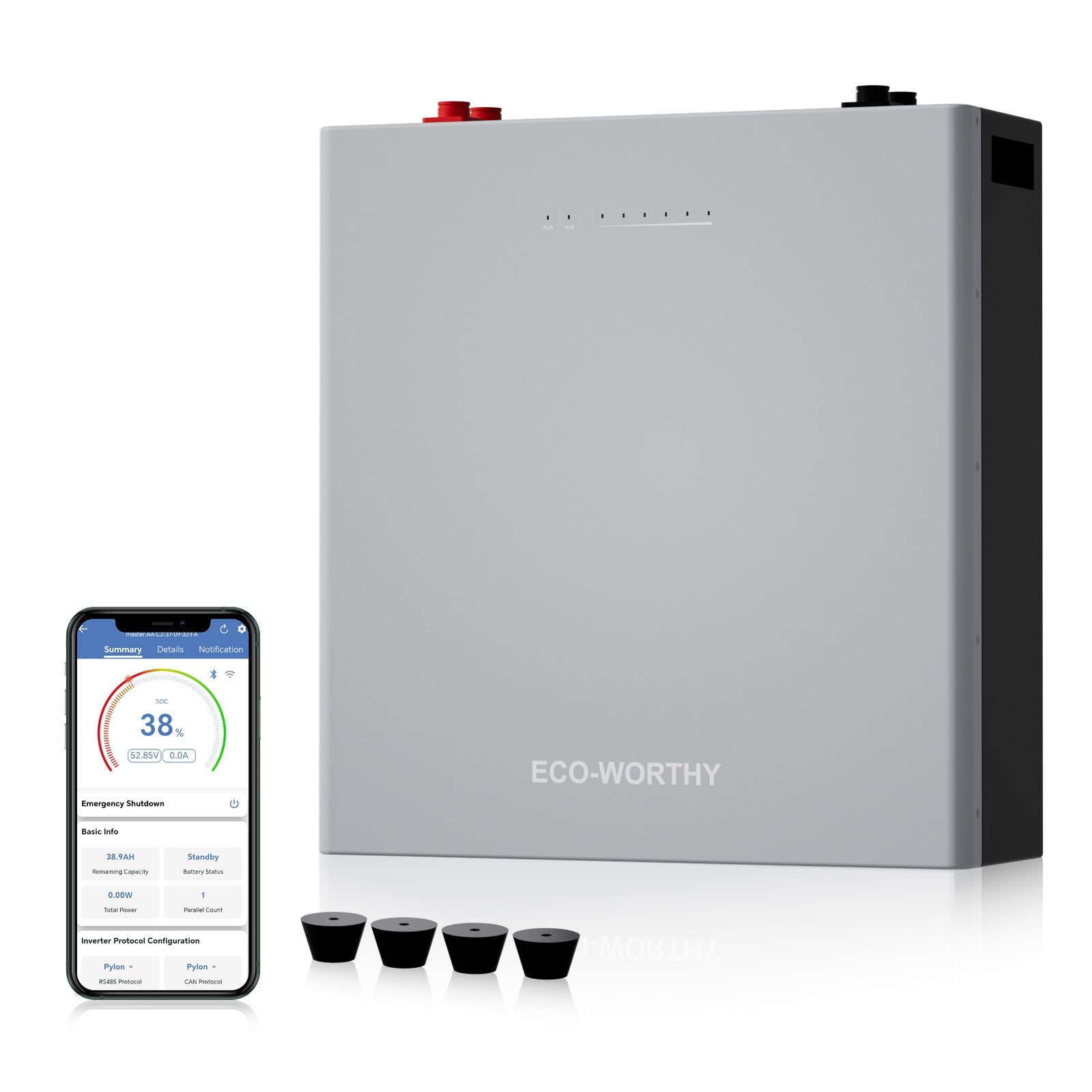 ECO-WORTHY 48V 100AH Wall-Mount Battery | Bluetooth & WiFi | Low - Temp Ready | 10 Years Warranty-lithium battery-ECO-WORTHY