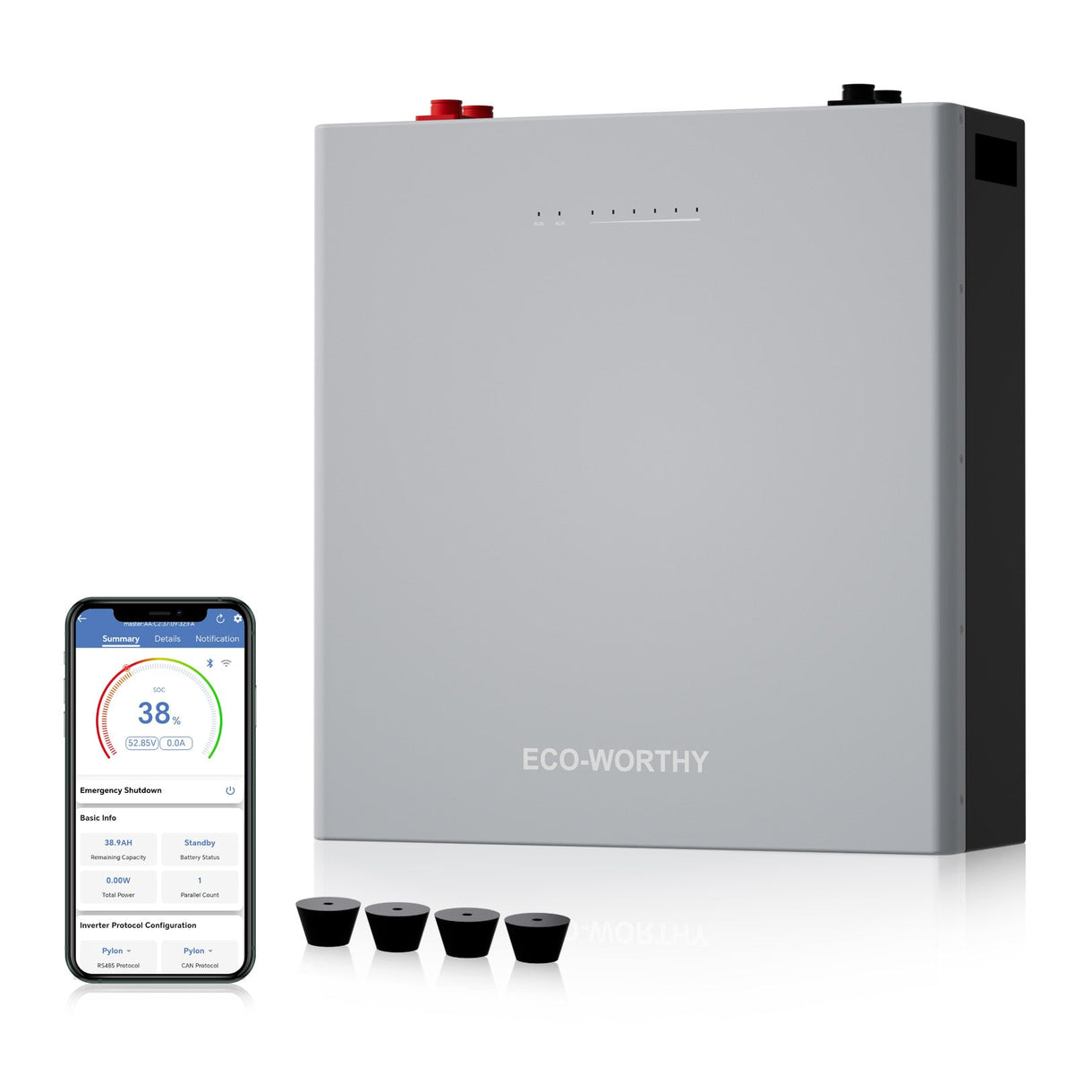 ECO-WORTHY 48V 100AH Wall-Mount Battery | Bluetooth & WiFi | Low - Temp Ready | 10 Years Warranty-lithium battery-ECO-WORTHY
