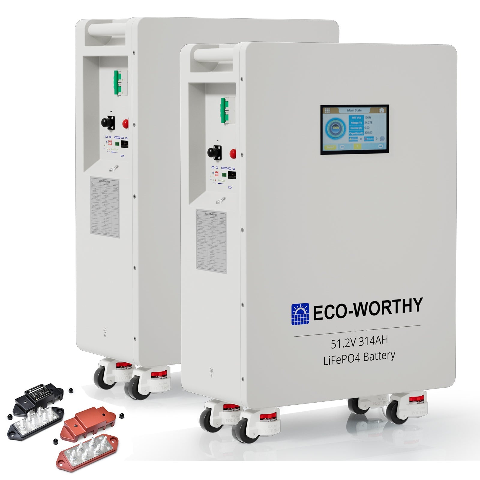 ECO - WORTHY 51.2V 314Ah LiFePO4 Battery| Solar Battery Backup for home | Wall Mount - lithium battery - ECO - WORTHY