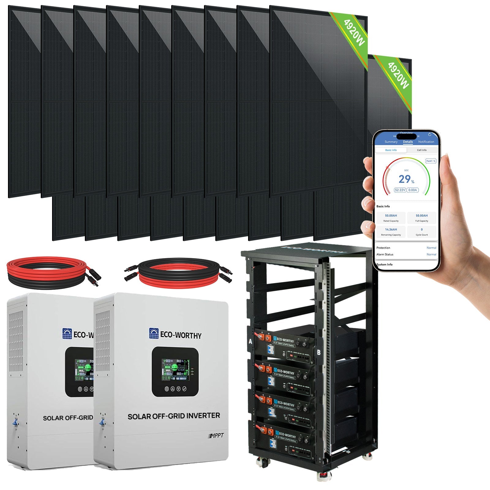 ECO - WORTHY Complete Off - Grid Solar Panel Kit | 2*5KW 120V/240V Output | 20.48kWh/30.72kWh Lithium Battery | 7380Watt /9840Watts of Solar Panels - kits - ECO - WORTHY