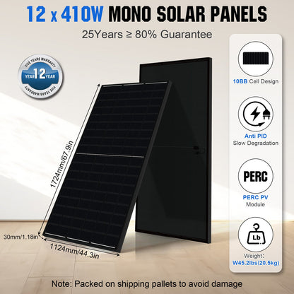 ECO - WORTHY Complete Off - Grid Solar Power System - 10000W 120/240V Output | 20.48kWh/61.44kWh Lithium Battery | 4920 Watts/14760Watts PV Input - kits - ECO - WORTHY