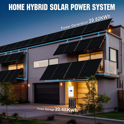 ECO - WORTHY Complete Off - Grid Solar Power System - 10000W 120/240V Output | 20.48kWh/61.44kWh Lithium Battery | 4920 Watts/14760Watts PV Input - kits - ECO - WORTHY