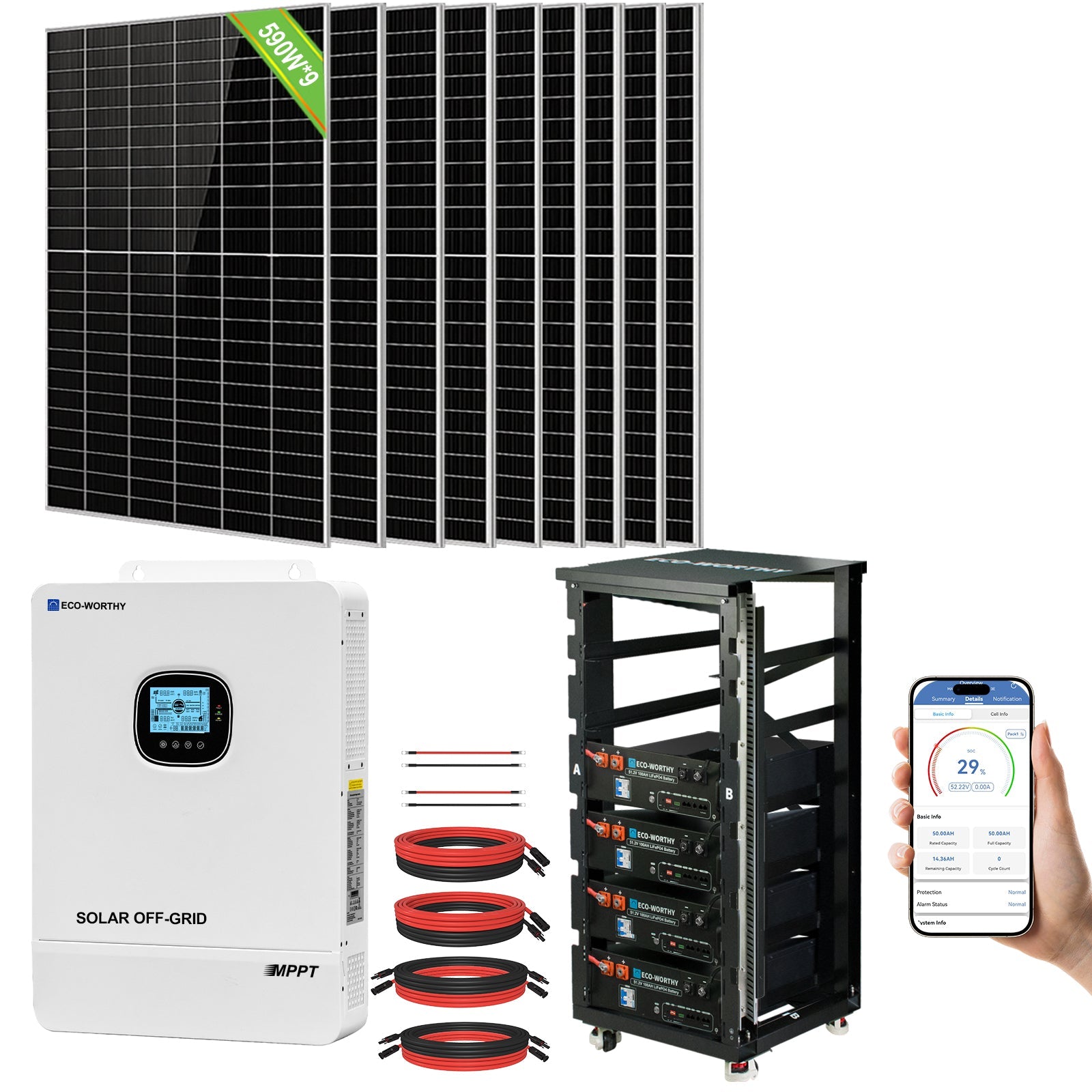 Eco - Worthy Complete Off - Grid Solar Power System |20.48kWh/61.44kWh Battery | 10000W 120/240V | 5310W/15340W PV - kits - ECO - WORTHY