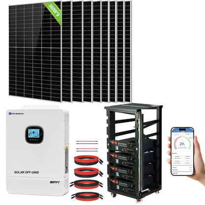 Eco - Worthy Complete Off - Grid Solar Power System |20.48kWh/61.44kWh Battery | 10000W 120/240V | 5310W/15340W PV - kits - ECO - WORTHY
