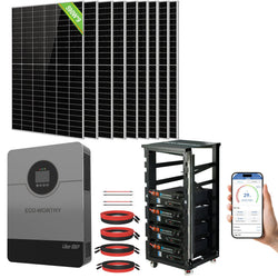 Eco-Worthy Complete Off-Grid Solar Power System |20.48kWh/61.44kWh Battery | 10000W 120/240V | 5310W/15340W PV