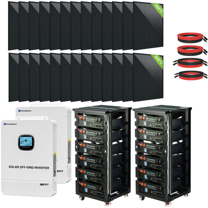 Eco - Worthy Complete Off - Grid Solar Power System |20.48kWh/61.44kWh Battery | 10000W 120/240V | 5310W/15340W PV - kits - ECO - WORTHY