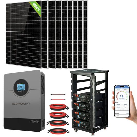 ECO-WORTHY Complete Off-Grid Solar Power System |20.48kWh/61.44kWh Battery | 10000W 120/240V | 5310W/15340W PV - kits - ECO-WORTHY