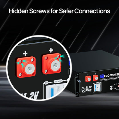 ECO - WORTHY Cubix 100 | 48V 100Ah Server Rack Battery | Bluetooth & WiFi | 10 Years Warranty | UL1973 | UL9540A | CEC - lithium battery - ECO - WORTHY