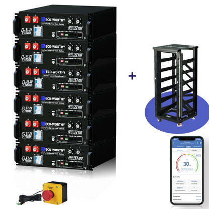 ECO - WORTHY Cubix 100 | 48V 100Ah Server Rack Battery | Bluetooth & WiFi | 10 Years Warranty | UL1973 | UL9540A | CEC - lithium battery - ECO - WORTHY