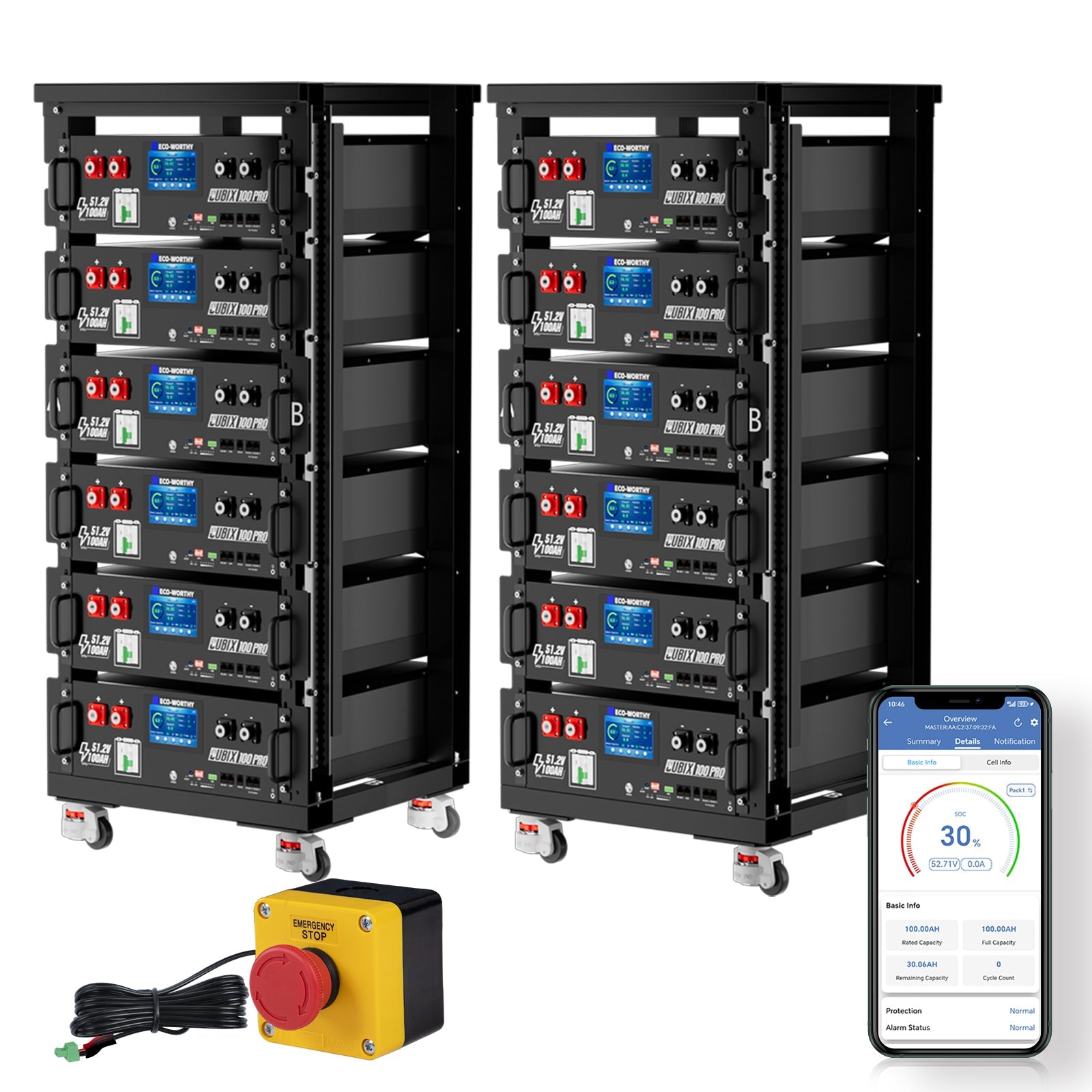 ECO - WORTHY Cubix 100 Pro | 48V 100AH Server Rack Battery | Bluetooth & WiFi | Low - Temp Charge | 10 Years Warranty - lithium battery - ECO - WORTHY