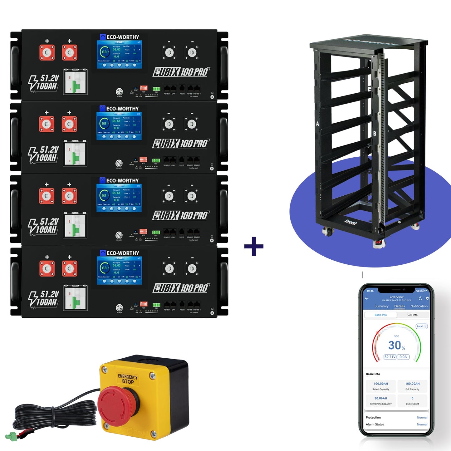 ECO - WORTHY Cubix 100 Pro | 48V 100AH Server Rack Battery | Bluetooth & WiFi | Low - Temp Charge | 10 Years Warranty - lithium battery - ECO - WORTHY