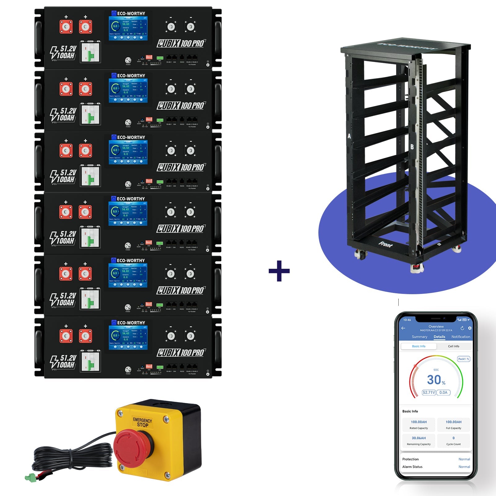 ECO - WORTHY Cubix 100 Pro | 48V 100AH Server Rack Battery | Bluetooth & WiFi | Low - Temp Charge | 10 Years Warranty - lithium battery - ECO - WORTHY
