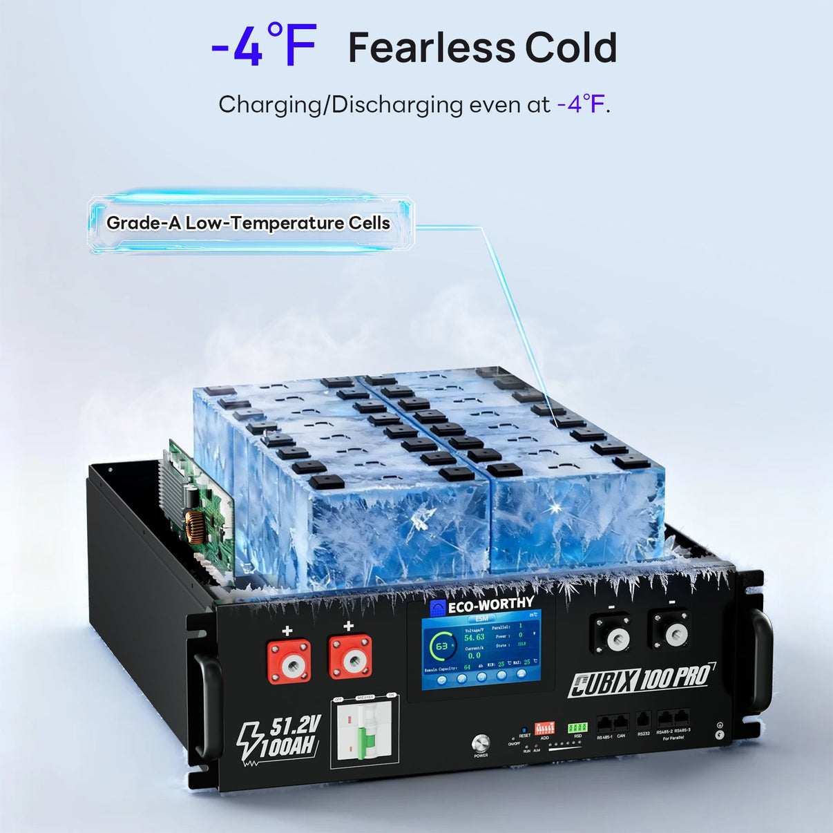ECO-WORTHY Cubix 100 Pro | 48V 100AH Server Rack Battery | Bluetooth