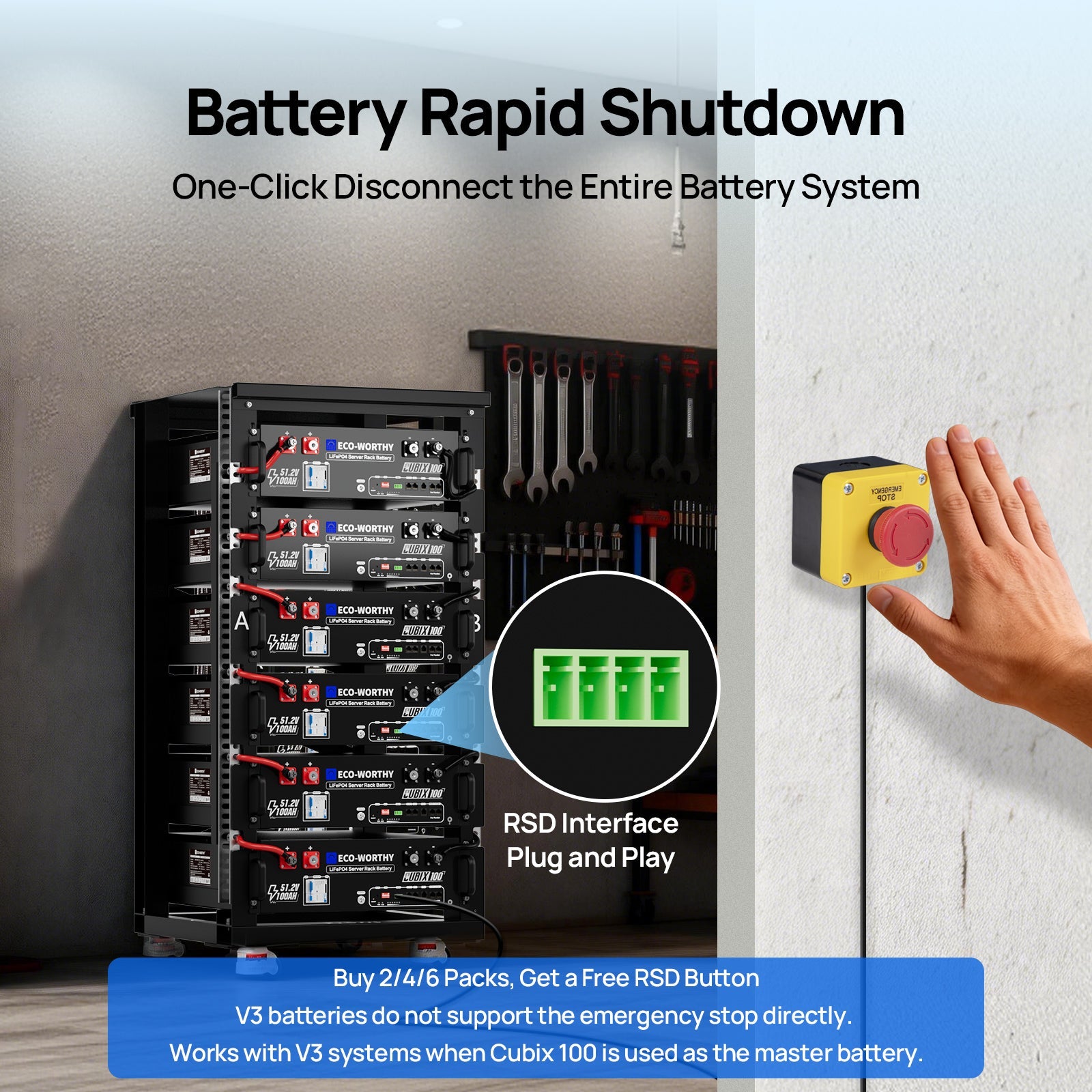 Eco - Worthy Cubix100 48V 100Ah Server Rack Battery | Bluetooth & WiFi | 10 Years Warranty | UL9540 | UL1973 | UL9540A | CEC Listed - lithium battery - ECO - WORTHY