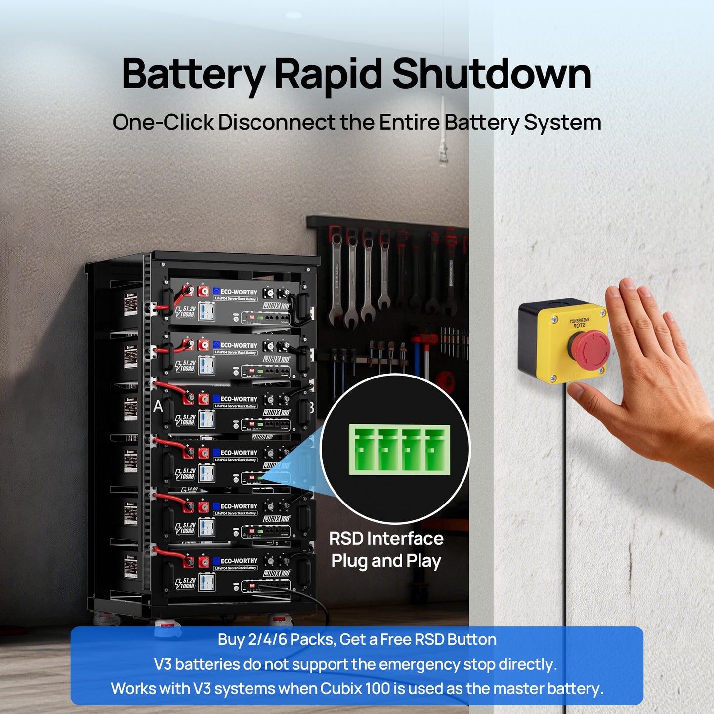 Eco - Worthy Cubix100 48V 100Ah Server Rack Battery | Bluetooth & WiFi | 10 Years Warranty | UL9540 | UL1973 | UL9540A | CEC Listed - lithium battery - ECO - WORTHY